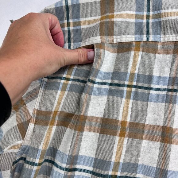 Men's Patagonia 100% Organic Cotton Flannel Button Up Brown/White/Blue Size XL - Picture 9 of 15